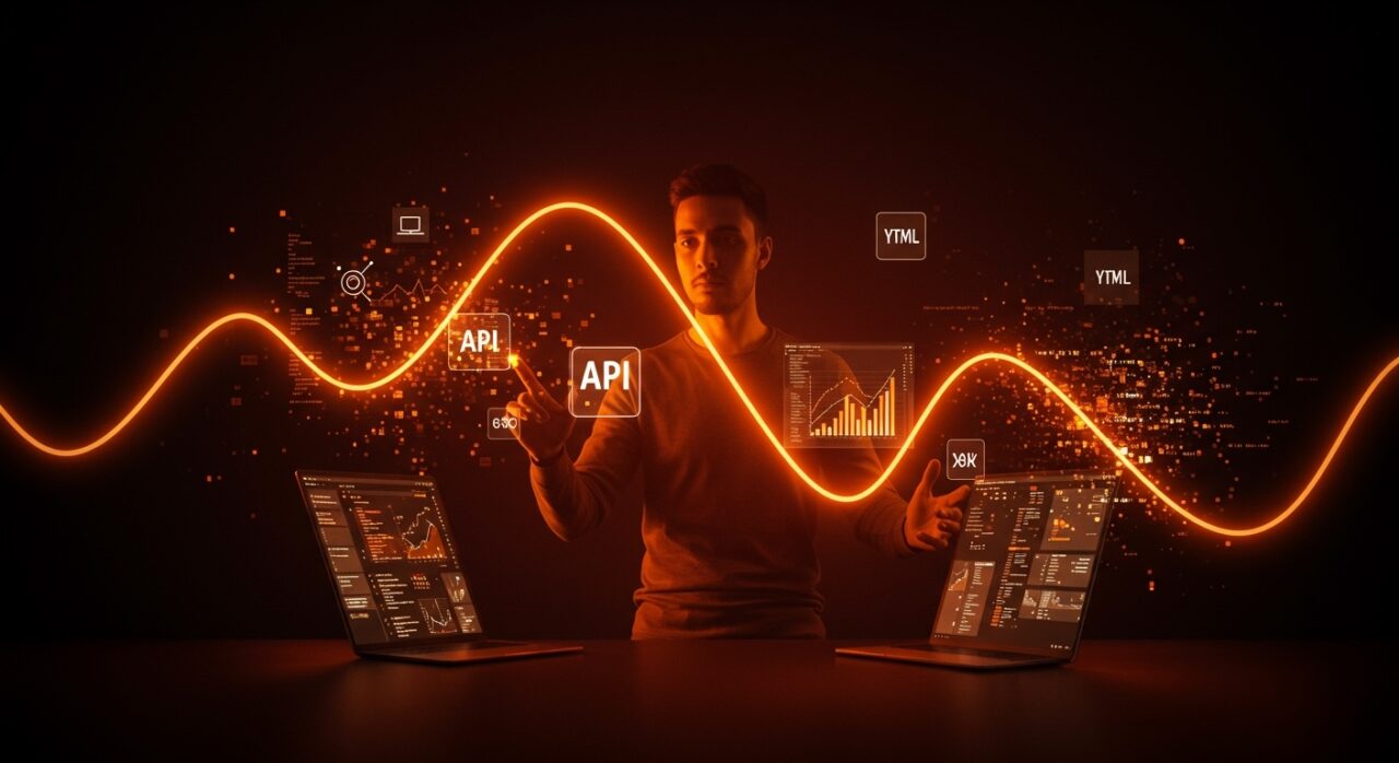 Founder tecnológico optimizando datos web mediante APIs en lugar de scraping, destacando automatización eficiente y uso de JSON API.