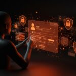 Verificación de edad digital representada con interfaz tecnológica, destacando riesgos de privacidad y regulación online según la Electronic Frontier Foundation.