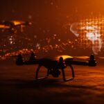 Impacto del veto de EE.UU. a drones extranjeros en el mercado tecnológico y startups de LATAM con metáforas visuales de restricciones y alternativas innovadoras.