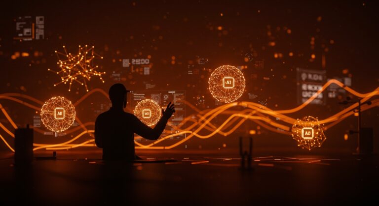Escena de desarrollo automatizado con agentes IA y vibe coding en contexto de startups tecnológicas, destacando automatización y testing avanzado.