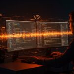 Desarrollador trabajando con wavelet matrix de alto rendimiento usando Python y Rust, ilustrando estructuras de datos eficientes y algoritmos rápidos para startups.