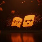 Integración de Win32 como ABI estable en Linux representada con símbolos de compatibilidad y software libre en un estilo editorial cinematográfico.