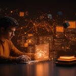 Escena de desarrollo web experimental con IA Telex de WordPress mostrando colaboración avanzada en vibe coding y herramientas tech para founders y equipos no-code.