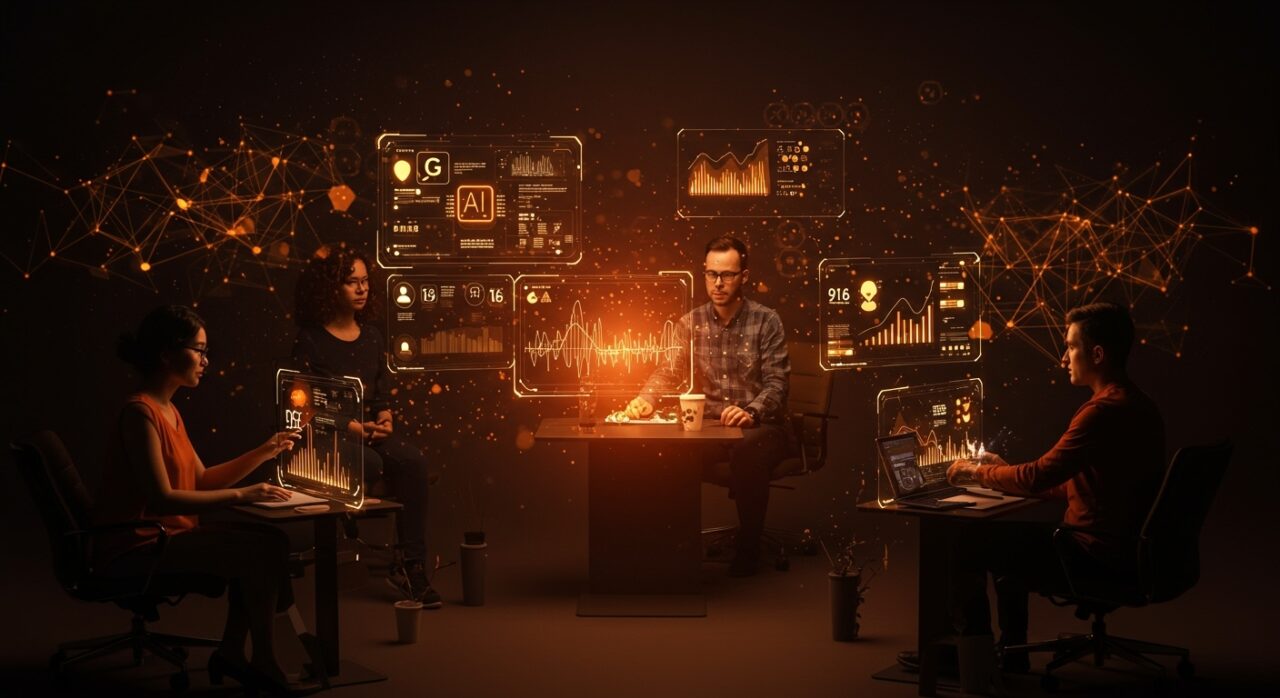 Fundadores de startups latinoamericanas usando inteligencia artificial para entrenamiento comunicativo con tecnología multilingüe y herramientas de IA aplicada.