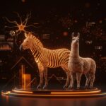Modelo híbrido de inteligencia artificial Zebra-Llama destacando eficiencia en memoria, velocidad y costos para aplicaciones escalables en startups.