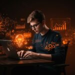 Founder tech con ADHD gestionando ideas y productividad en entorno digital con enfoque en salud mental y comunidad tech.