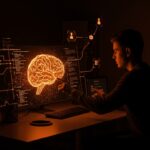 Founder trabajando con agentes internos híbridos de LLM y código en workflows de IA aplicada para automatización en startups.