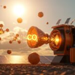 Máquina innovadora de energía renovable que convierte CO2 del aire en gasolina sintética usando energía solar para movilidad sostenible.
