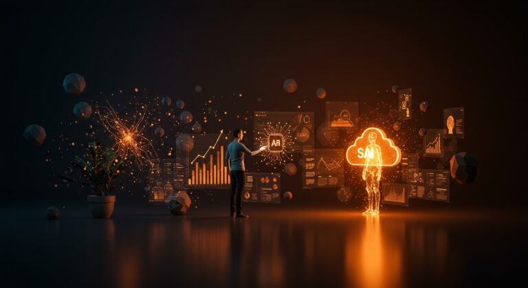 Founder utilizando SuperAgent de Airtable para automatización SaaS con IA aplicada en entorno digital innovador.