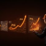 Análisis visual de direcciones IP IPv4 e IPv6 mostrando la evolución y tendencias del mercado para infraestructura digital.