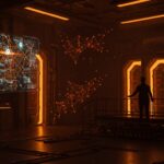 Expansión de Anduril en Long Beach representada con innovación tecnológica y metáforas visuales de IA en defensa.