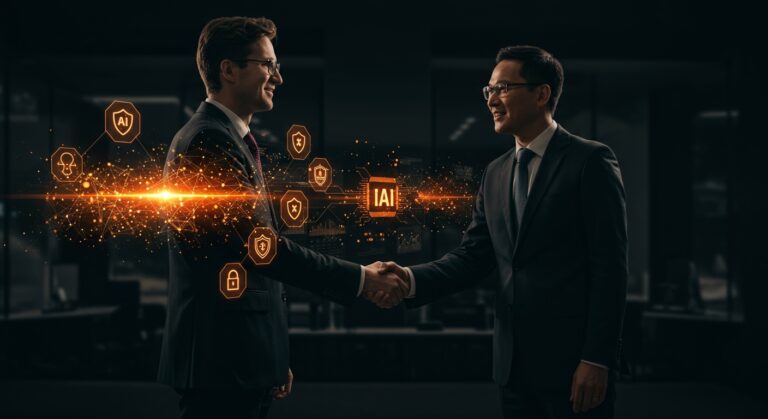 Representación visual de IA aplicada en seguros con alianza entre Anthropic y Allianz, destacando innovación tecnológica y automatización en sectores regulados.