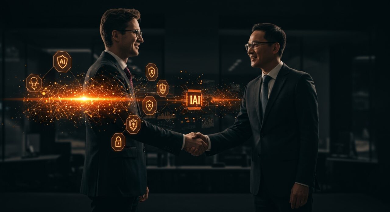 Representación visual de IA aplicada en seguros con alianza entre Anthropic y Allianz, destacando innovación tecnológica y automatización en sectores regulados.