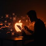 Emprendedor de startup enfrentando bugs persistentes en Apple que afectan la productividad tecnológica.