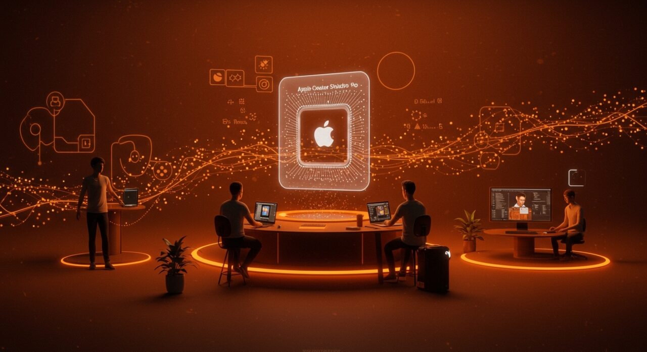 Apple Creator Studio Pro usando inteligencia artificial para potenciar creadores de contenido en startups y equipos tecnológicos.