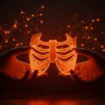 Prótesis de esternón sintético innovadora en laboratorio moderno simbolizando la innovación médica y expansión startup en Latinoamérica.