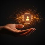 Interfaz holográfica de asistente digital simbolizando la seguridad y personalización en modelos de lenguaje para IA aplicada en startups.