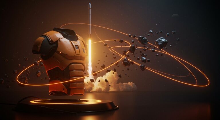 Innovadora armadura espacial de la startup Atomic-6 validada con SpaceX, destacando la tecnología y protección ante basura espacial en hardware aeroespacial.