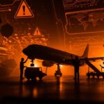 Gestión de riesgos y seguridad aérea en Boeing con enfoque en calidad y actualización tecnológica, imagen editorial en paleta ecosistema startup.
