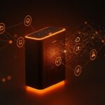 Altavoz inteligente Bose SoundTouch iluminado en naranja y negro, representando el acceso open source y el soporte post-venta en altavoces IoT tras el fin del soporte cloud.