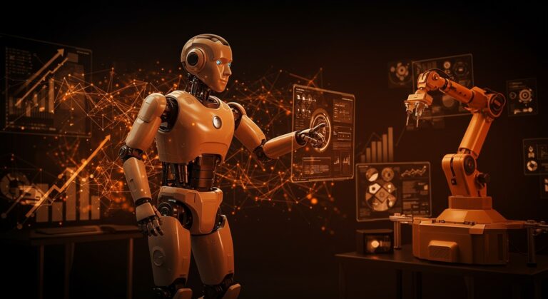 Robot humanoide Atlas impulsado por IA de Boston Dynamics y Google DeepMind en un entorno tecnológico avanzado para industria y startups LATAM.