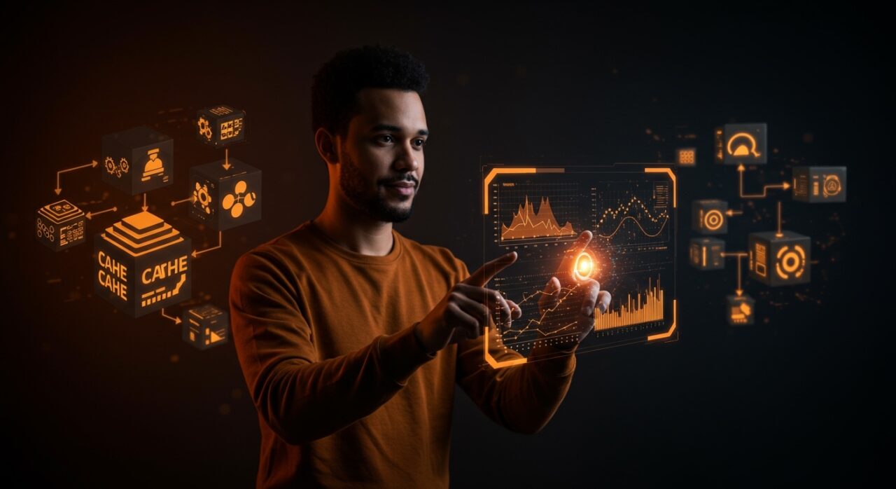 Desarrollador de Rust controlando políticas de caché de alto rendimiento para microservicios y automatización crítica con CacheKit.