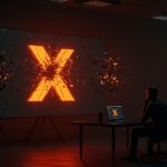 Caída global de la plataforma X (Twitter) reflejada en pantalla digital con fundador analizando impacto en tecnología y startups.