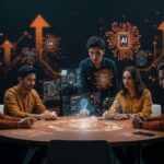 Founders LATAM colaborando con tecnología avanzada de AI y hardware en CES 2026, representando innovación y tendencias de chips y edge AI.