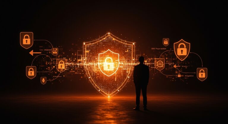 Visualización conceptual de la exención del gobierno del Reino Unido en la ley de ciberseguridad y su impacto en la regulación y riesgos digitales.