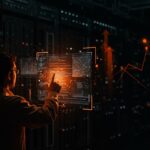 Desarrollador COBOL interactuando con IA e infraestructuras mainframe, reflejando el impacto y oportunidades tecnológicas en el mercado startup.