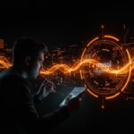 Innovador founder tecnológico frente a una interfaz digital que representa la compatibilidad binaria en Linux con musl, dlopen y software estático.