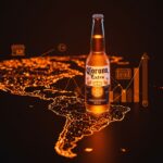 Corona lidera ranking de marcas valiosas en América Latina con representación visual del ecosistema fintech y retail en tonos naranja y negro.