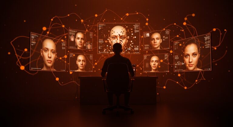 Investigación a Grok por deepfakes sexualizados con metáforas visuales de inteligencia artificial y ética en IA en startups.