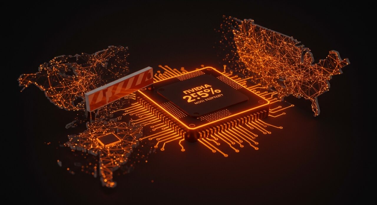 Chips AI Nvidia con arancel del 25% impuesto por EE.UU. hacia China, impacto en industria de semiconductores y startups tecnológicas.