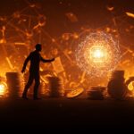 Elon Musk demandando a OpenAI representado con metáforas visuales de inversión millonaria y startups de IA en un entorno tecnológico de alto impacto.