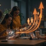 Emprendedoras colaborando en innovación para salud, mujeres e infancia con impacto en startups 2026.