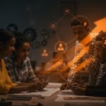 Jóvenes emprendedores etíopes trabajando en enseñanza técnica e innovación en el ecosistema startups.