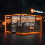 Local de farmacia Marketcare en Santiago destacando su modelo de membresías y crecimiento en retail de salud.