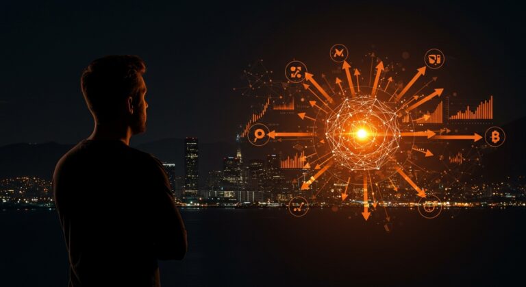 Fundador de startup contemplando modelos alternativos de financiación fuera de Silicon Valley con símbolos visuales de capital riesgo y ecosistemas frontera.