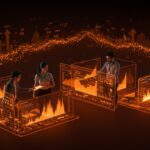 Fundadores de fintech colaborando con datos digitales, representando tecnología financiera e IA aplicada para inclusión de crédito en México.