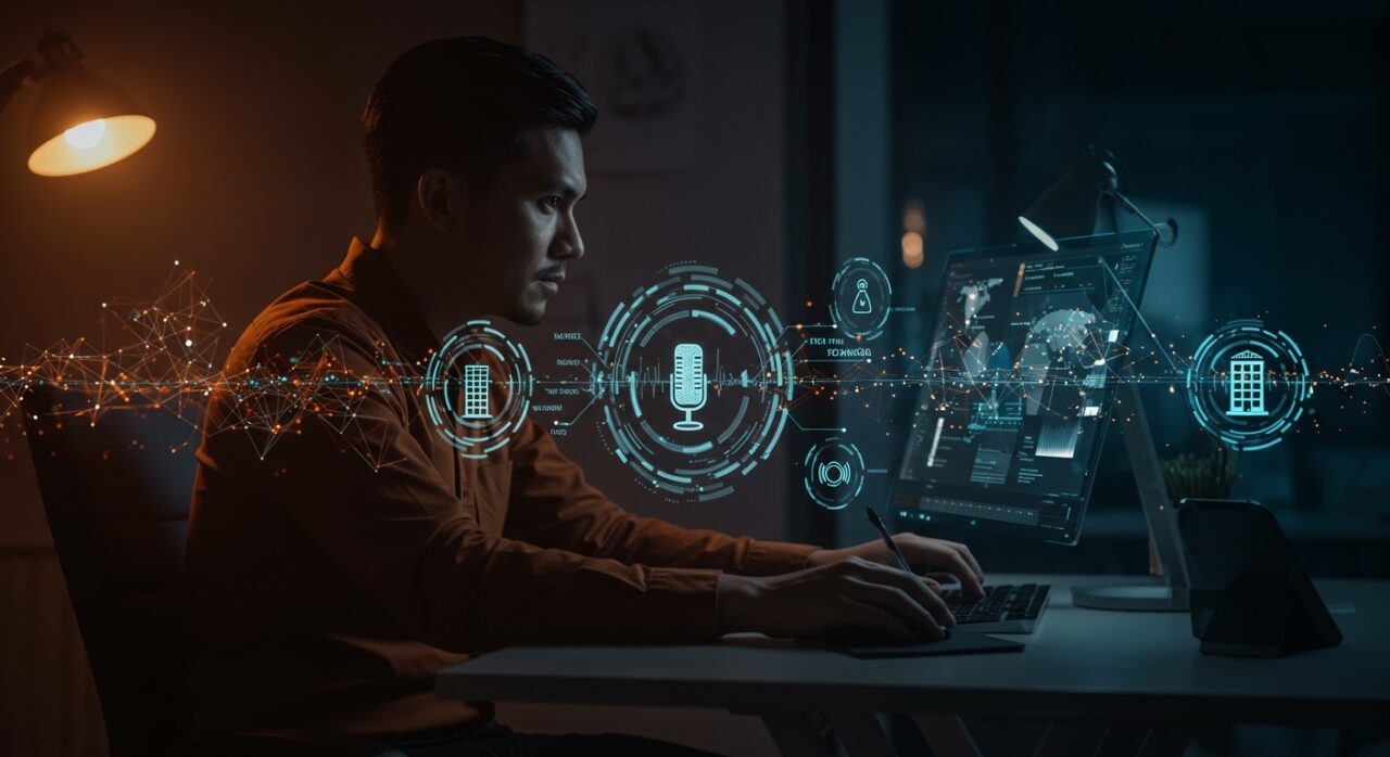 Founding Engineer trabajando con agentes de voz impulsados por IA aplicada para innovación en startups de hotelería.