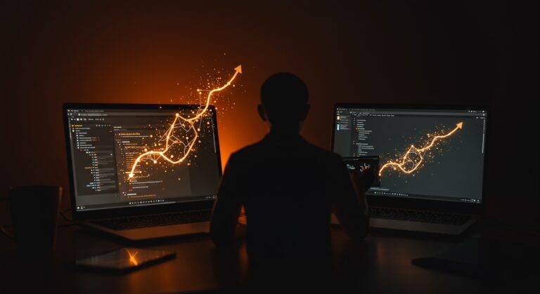 Comparativa visual entre Fossil y Git para control de versiones en startups SaaS, destacando el crecimiento y la automatización en desarrollo de software.