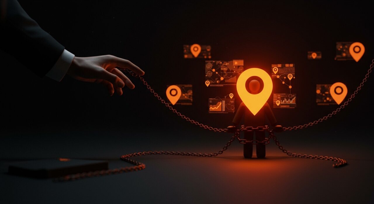 Restricción de la FTC a GM en el uso de datos de geolocalización, simbolizando la regulación y protección de datos en tecnología y movilidad.