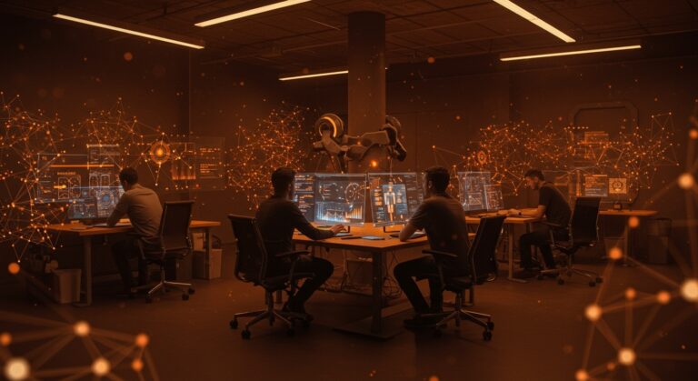 Colaboración de startups LATAM usando inteligencia artificial generativa para innovación y automatización en tecnología.