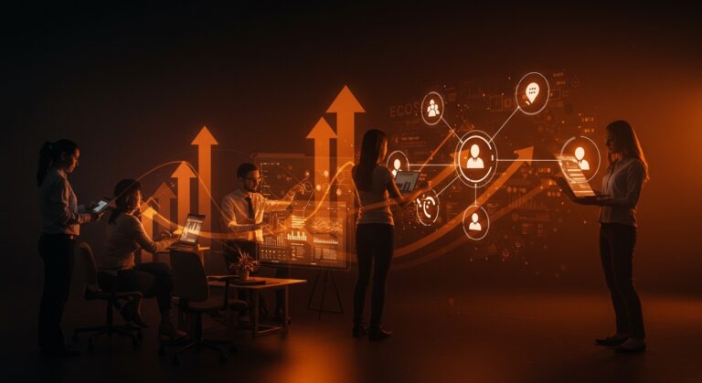 Equipo startup SaaS trabajando en la gestión del conocimiento corporativo y onboarding para escalar y retener talento.