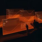 Desarrollador interactuando con gestores de ventanas deslizantes en Linux, destacando innovación en UX y personalización tecnológica.