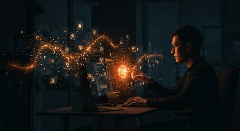 Lenguaje de programación GlyphLang integrando inteligencia artificial para desarrollo colaborativo de software con automatización y tokenización.