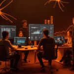 Fundadores de startups tecnológicas usando Google AI Plus con Gemini 3 Pro, representando herramientas IA accesibles y automatización en el mercado global LATAM.