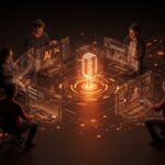 Equipo de startups tech colaborando con tecnología de IA de voz de Google y Hume AI en innovación y tendencias.