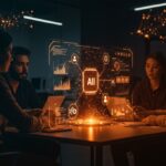 Colaboración tecnológica y coordinación impulsada por IA aplicada en startups latinas con un equipo trabajando en modelos de inteligencia artificial.